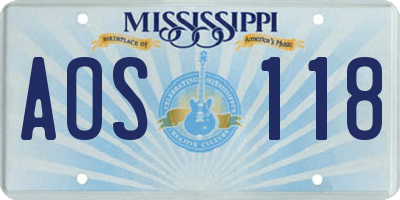 MS license plate AOS118