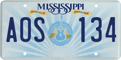 MS license plate AOS134