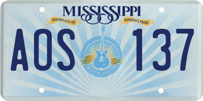 MS license plate AOS137