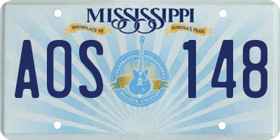 MS license plate AOS148