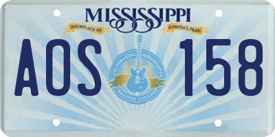 MS license plate AOS158