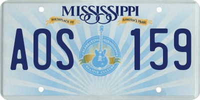 MS license plate AOS159