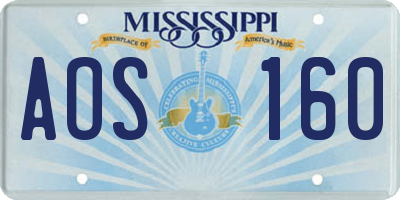 MS license plate AOS160