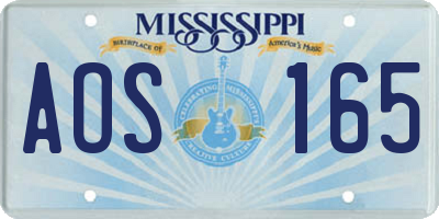 MS license plate AOS165