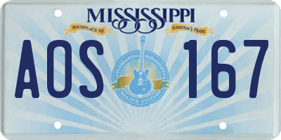 MS license plate AOS167