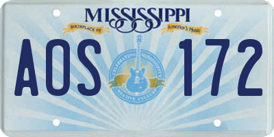 MS license plate AOS172