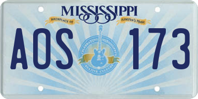 MS license plate AOS173