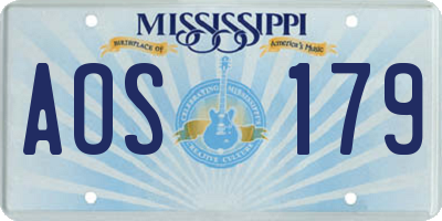 MS license plate AOS179