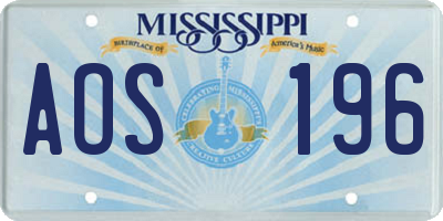 MS license plate AOS196