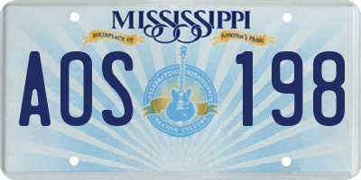 MS license plate AOS198