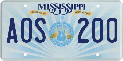 MS license plate AOS200