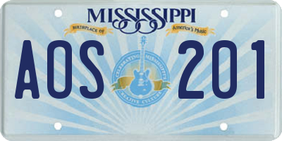 MS license plate AOS201