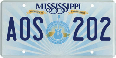 MS license plate AOS202