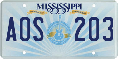 MS license plate AOS203