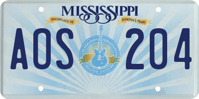 MS license plate AOS204