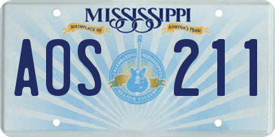 MS license plate AOS211