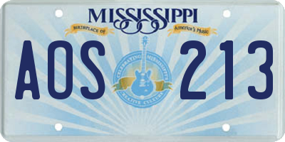 MS license plate AOS213