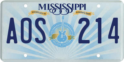 MS license plate AOS214