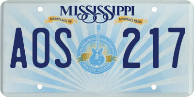 MS license plate AOS217
