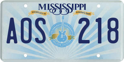 MS license plate AOS218