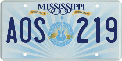 MS license plate AOS219