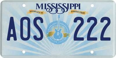 MS license plate AOS222