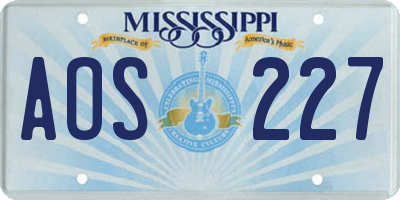 MS license plate AOS227