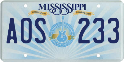 MS license plate AOS233