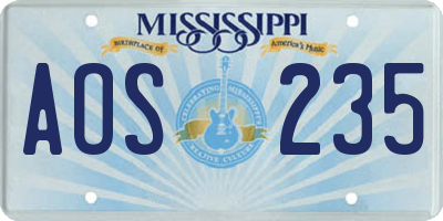 MS license plate AOS235