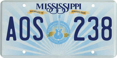 MS license plate AOS238
