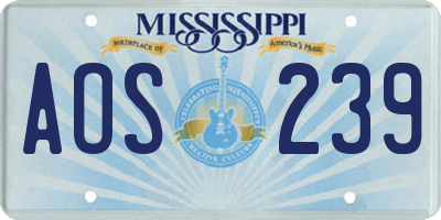 MS license plate AOS239