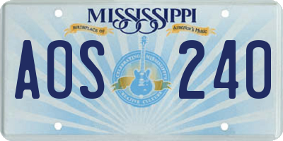 MS license plate AOS240