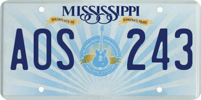 MS license plate AOS243