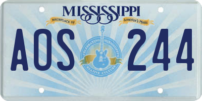 MS license plate AOS244