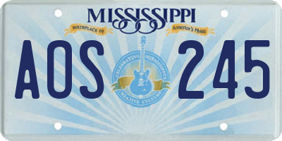MS license plate AOS245
