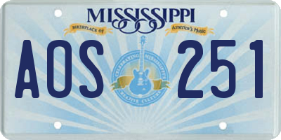 MS license plate AOS251