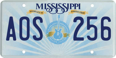 MS license plate AOS256