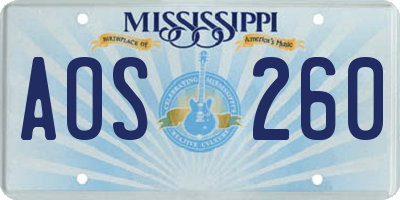 MS license plate AOS260