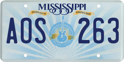 MS license plate AOS263