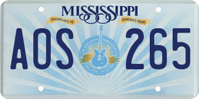 MS license plate AOS265