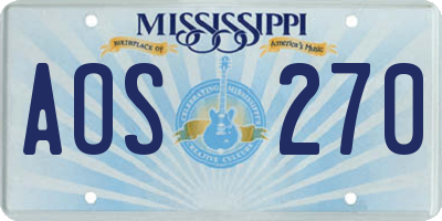 MS license plate AOS270