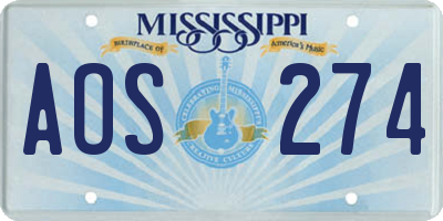 MS license plate AOS274