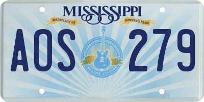 MS license plate AOS279