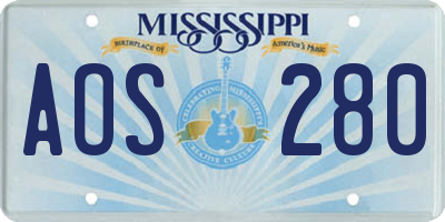 MS license plate AOS280