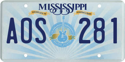 MS license plate AOS281