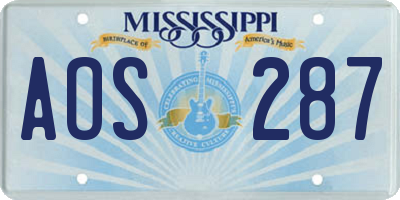 MS license plate AOS287