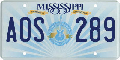 MS license plate AOS289