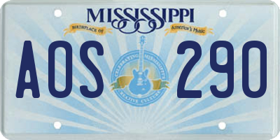 MS license plate AOS290