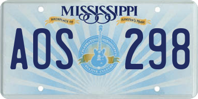 MS license plate AOS298