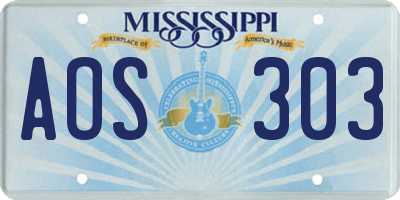 MS license plate AOS303